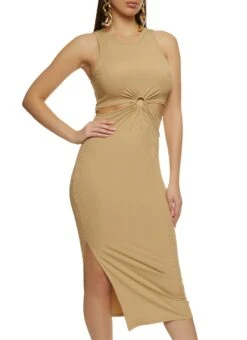O Ring Cut Out Midi Dress