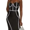 Contrast Trim Corset Bodycon Dress