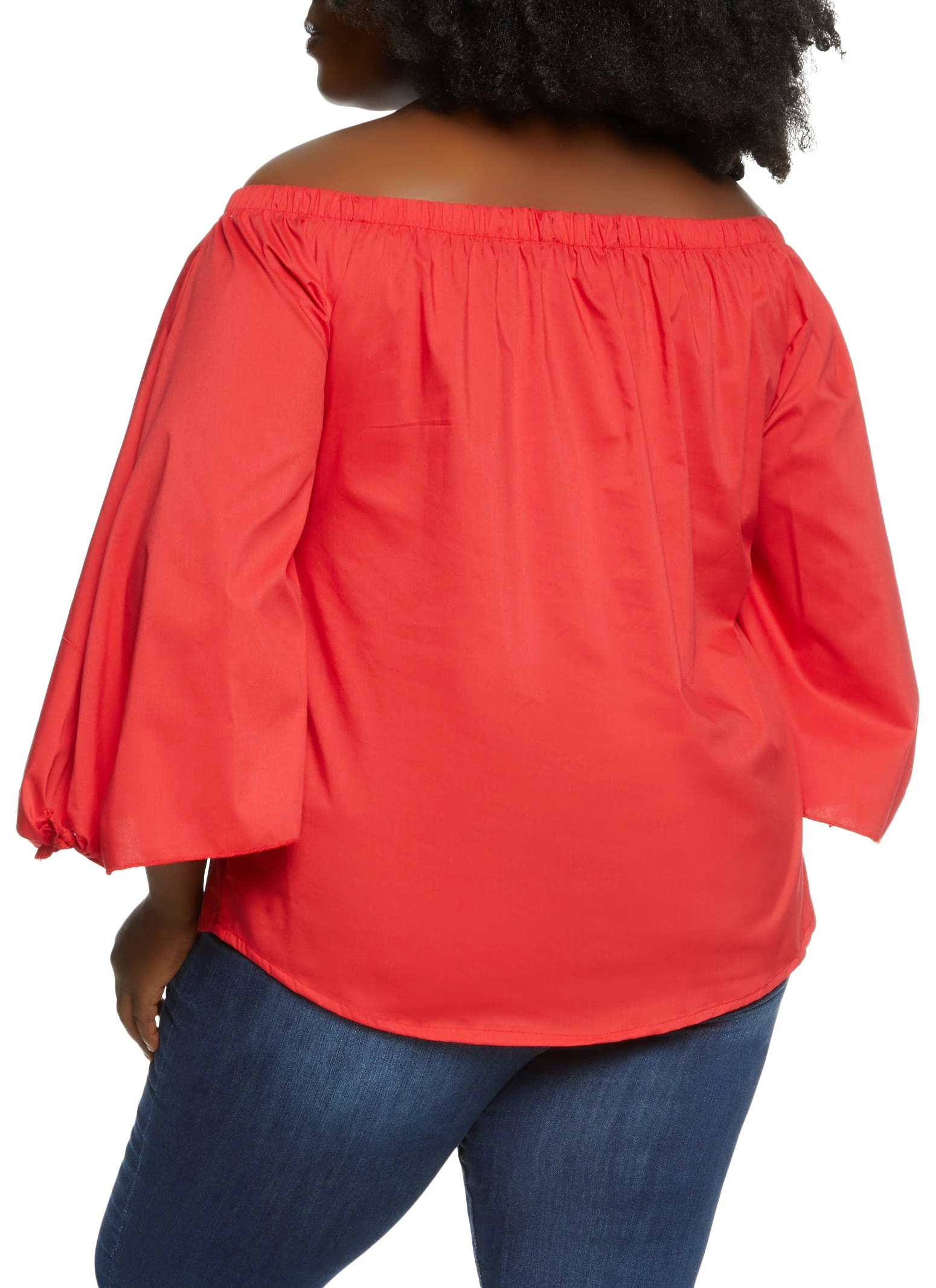 Plus Size Tie Cuff Off The Shoulder Blouse - Image 2