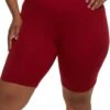 Plus Size Solid High Waisted Bike Shorts