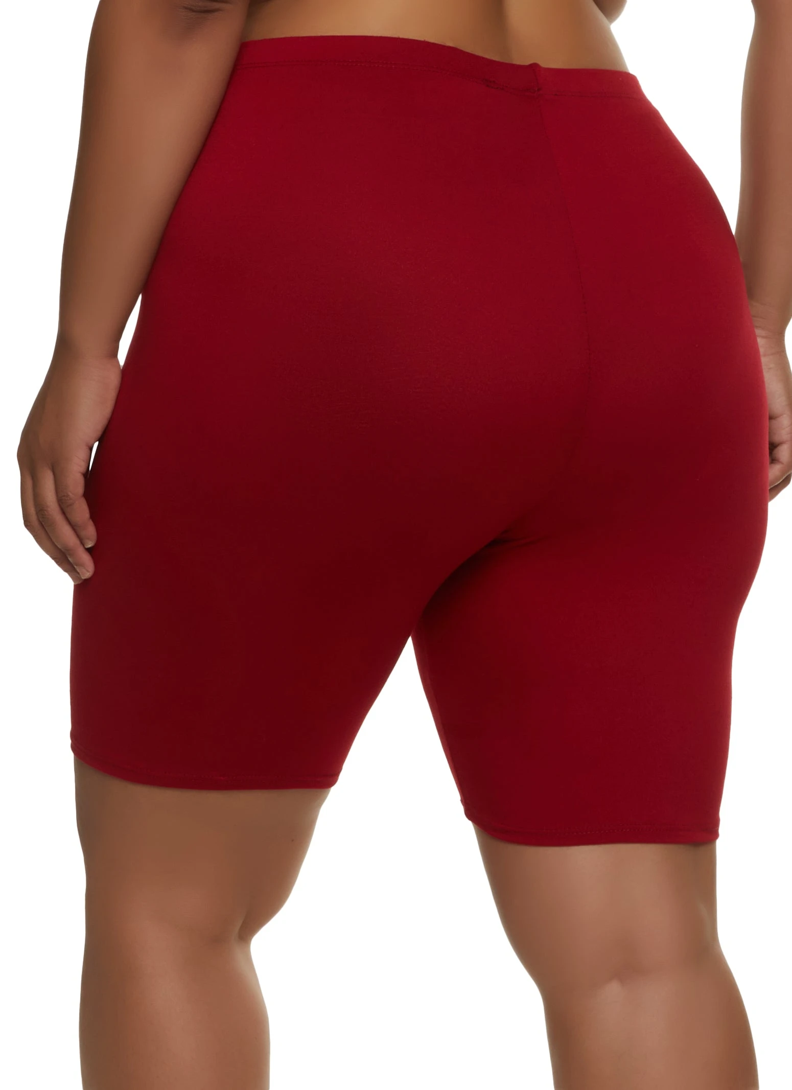 Plus Size Solid High Waisted Bike Shorts - Image 2