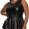 Plus Size Faux Leather Peplum Top