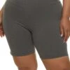 Plus Size Solid High Waisted Biker Shorts