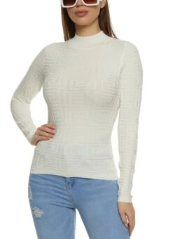 Geo Knit Mock Neck Sweater