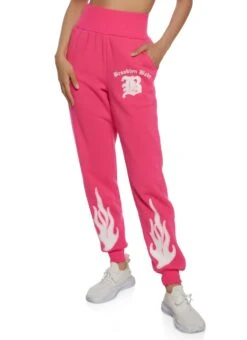 Wide Waistband Brooklyn Baby Flame Graphic Joggers