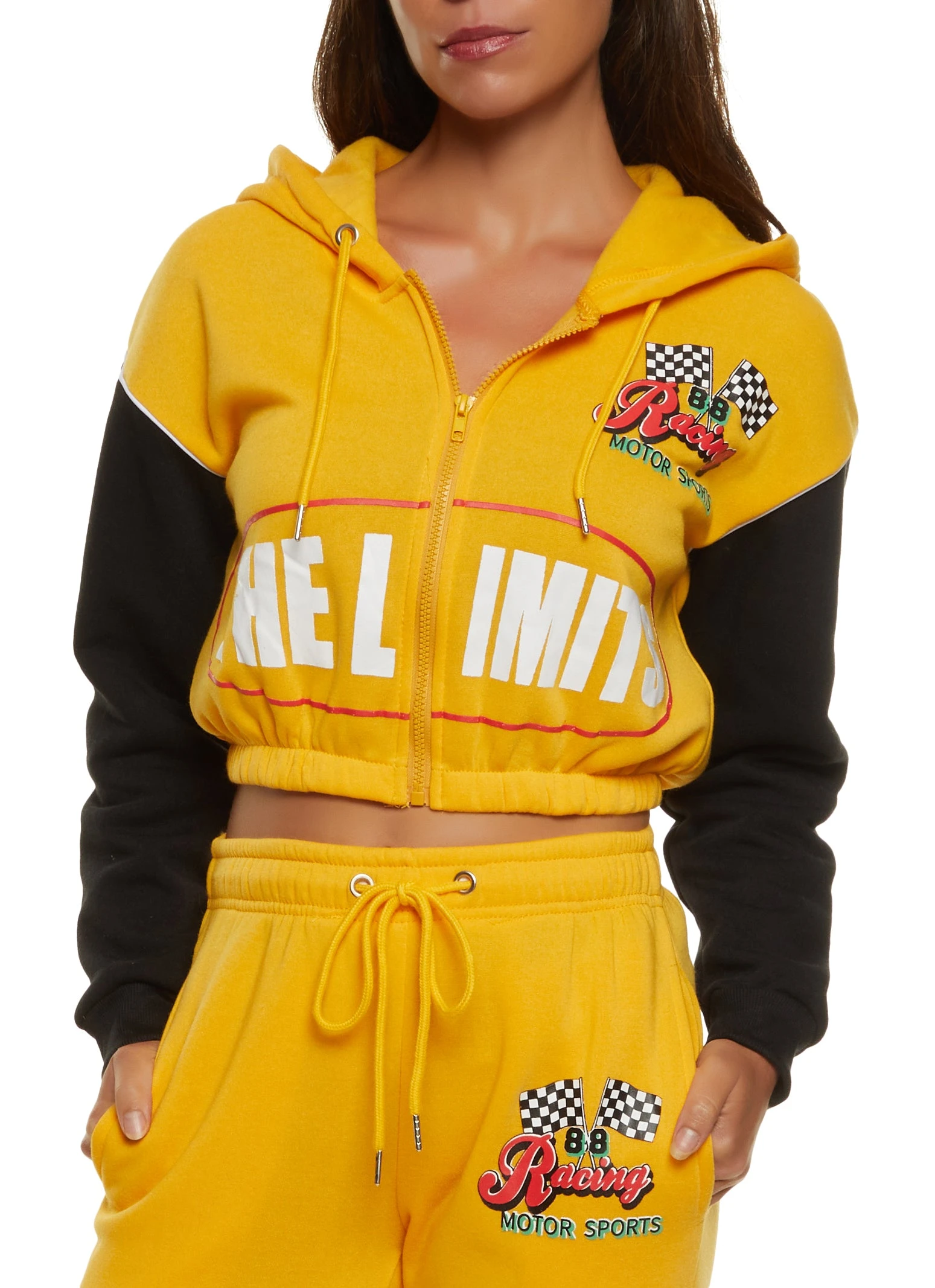 Racing Motor Sports Graphic Zip Front Hoodie