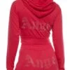 Angel Rhinestone Zip Front Cropped Hoodie