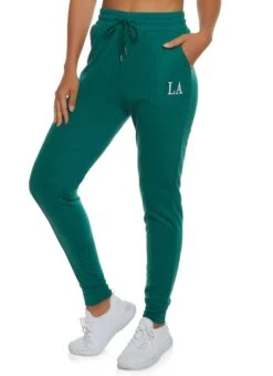 LA Embroidered Pintuck Joggers
