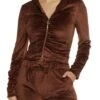 Velour Ruched Hoodie