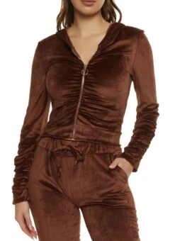 Velour Ruched Hoodie