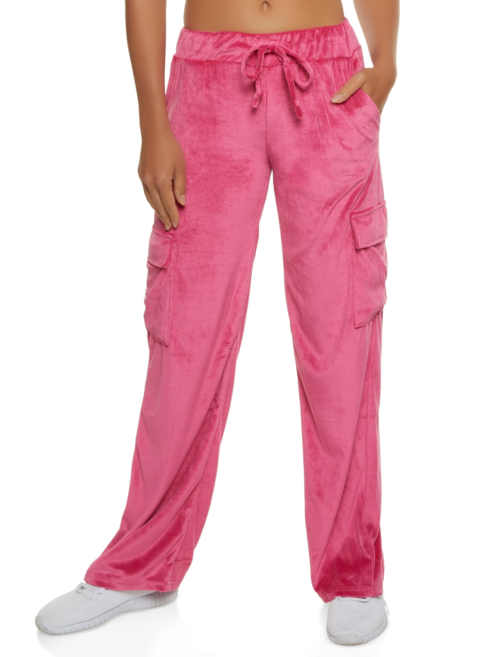 Velour Drawstring Cargo Sweatpants