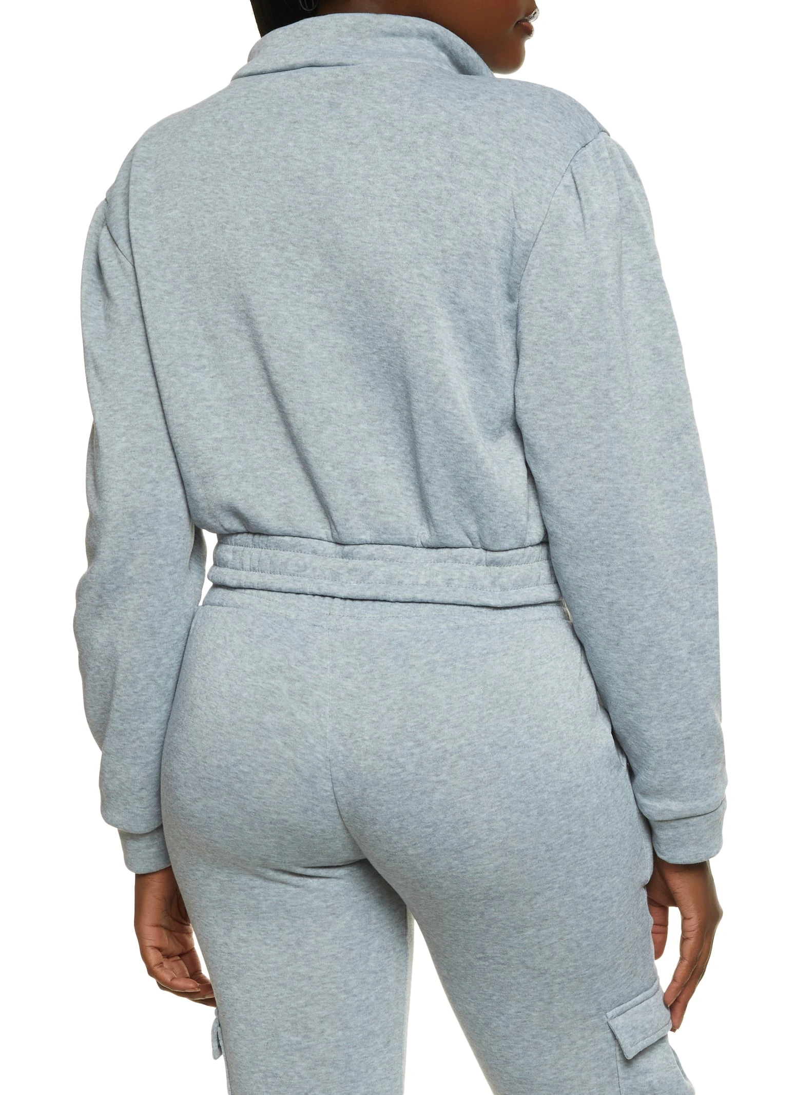 Fleece Zip Front Cargo Pocket Track Jacket - Image 3