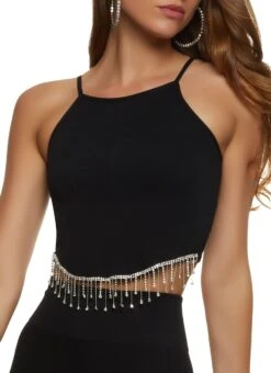 Rhinestone Fringe Cropped Cami