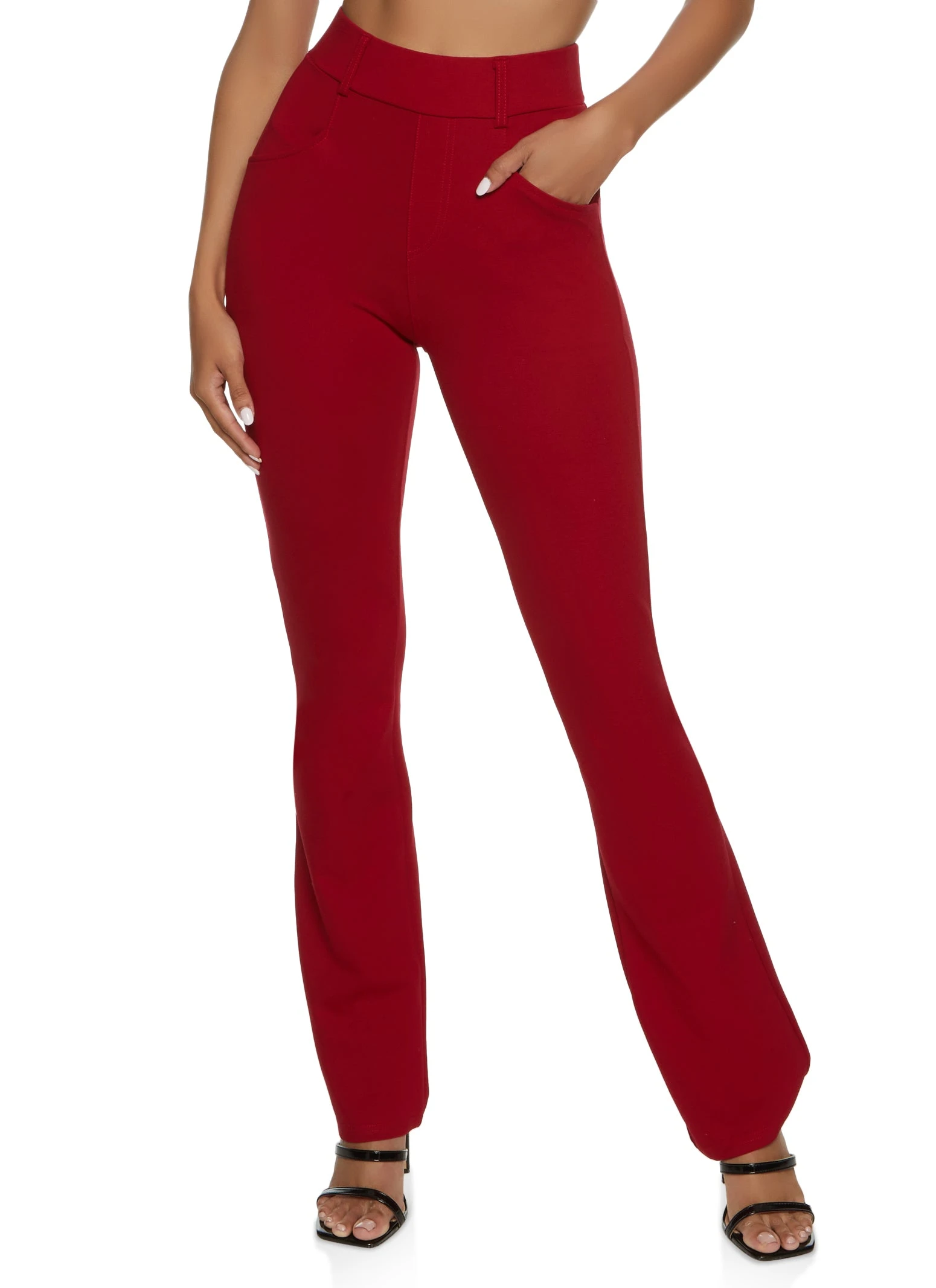 High Waist Ponte Boot Cut Pants