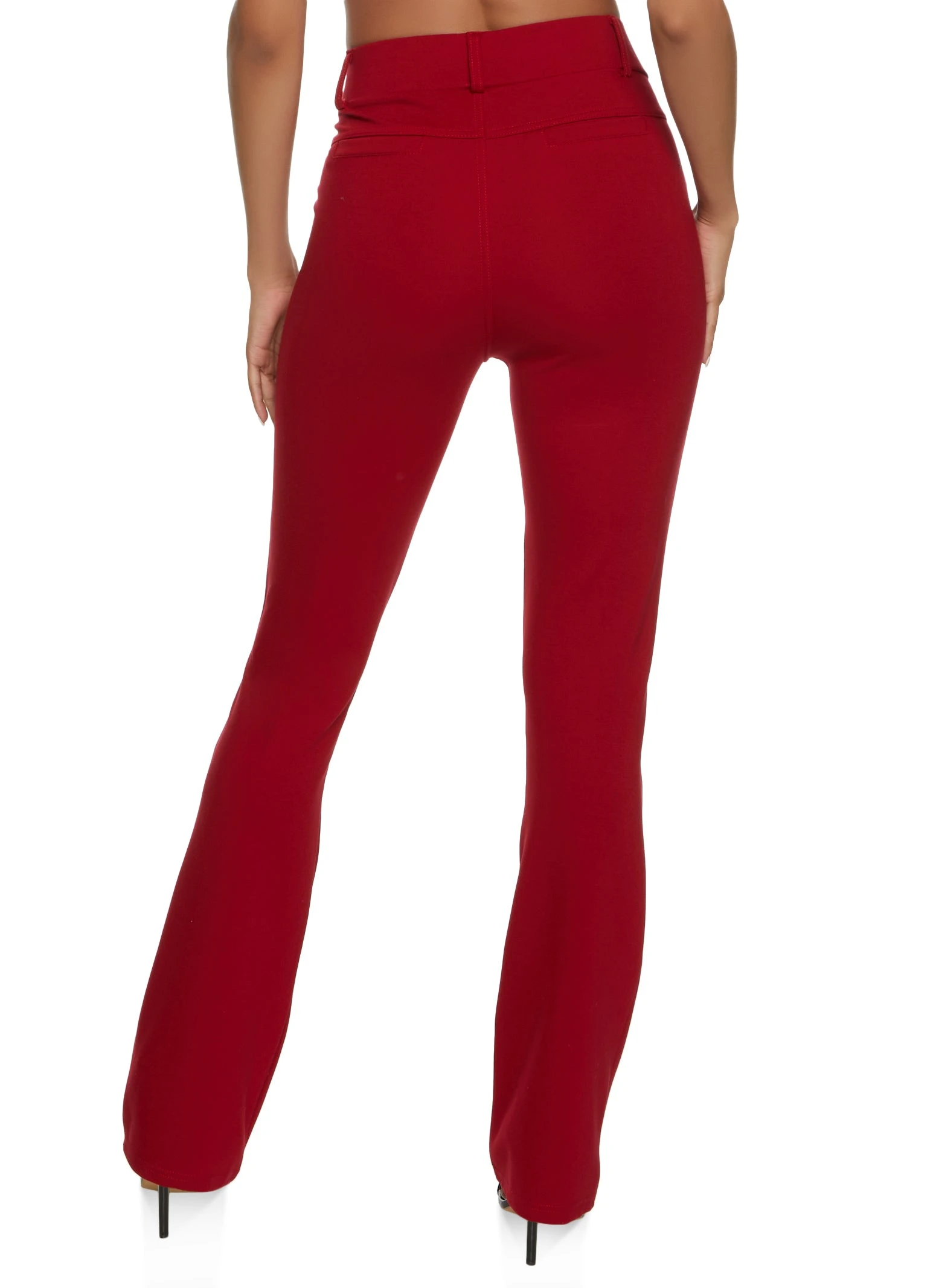 High Waist Ponte Boot Cut Pants - Image 2