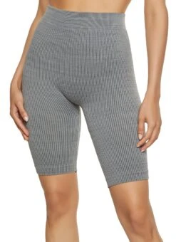 Rib Knit High Waist Biker Shorts