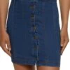 Button Front Denim Mini Skirt