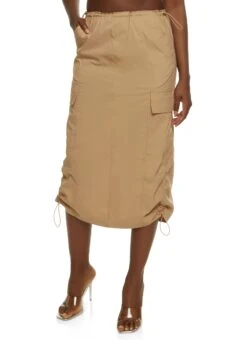 Nylon Cargo Pocket Midi Skirt