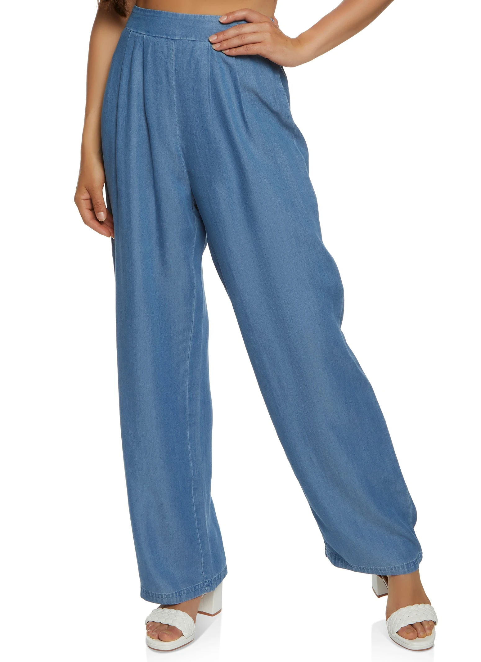 Chambray Wide Leg Pants - Image 2
