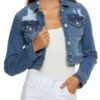 Distressed Cropped Denim Jacket