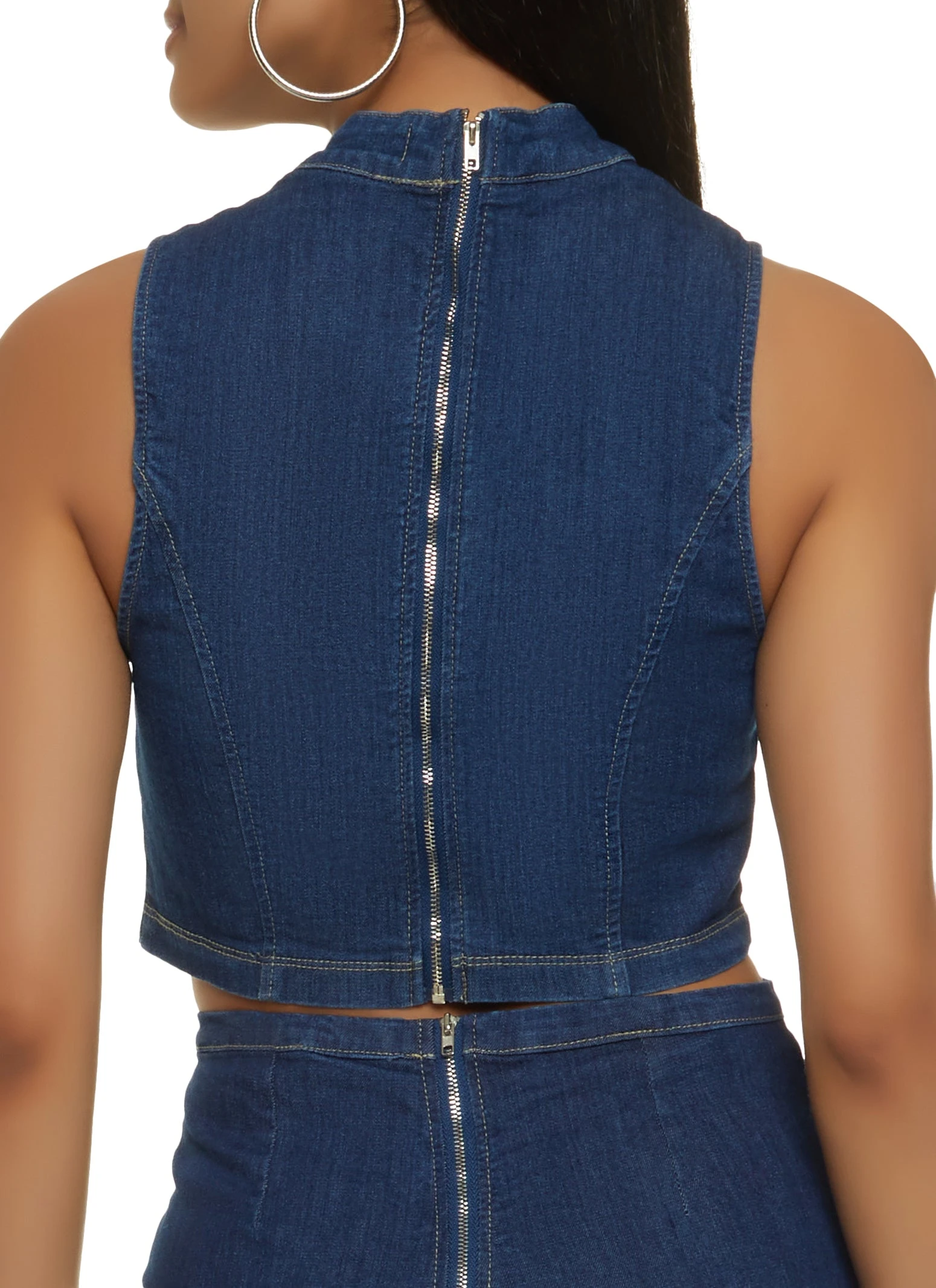 Lace Up Front Denim Tank Top - Image 3