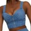 Denim Zip Up Bustier Top