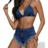 Denim Triangle Bralette Top