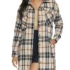 Plaid Brushed Knit Long Line Shacket