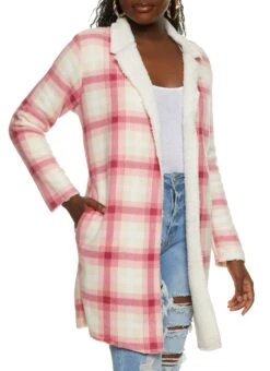 Sherpa Lined Open Front Longline Jacket