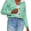 Houndstooth Sherpa Lined Cropped Jacket