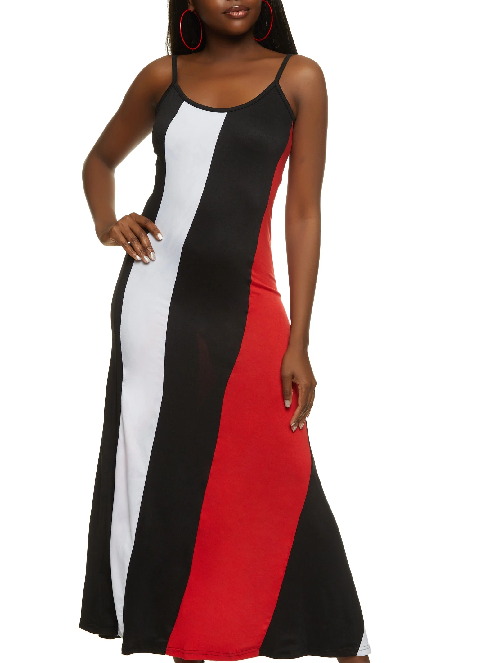 Color Block Stripe Maxi Dress