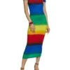 Rainbow Stripe Laser Cut T Shirt Dress