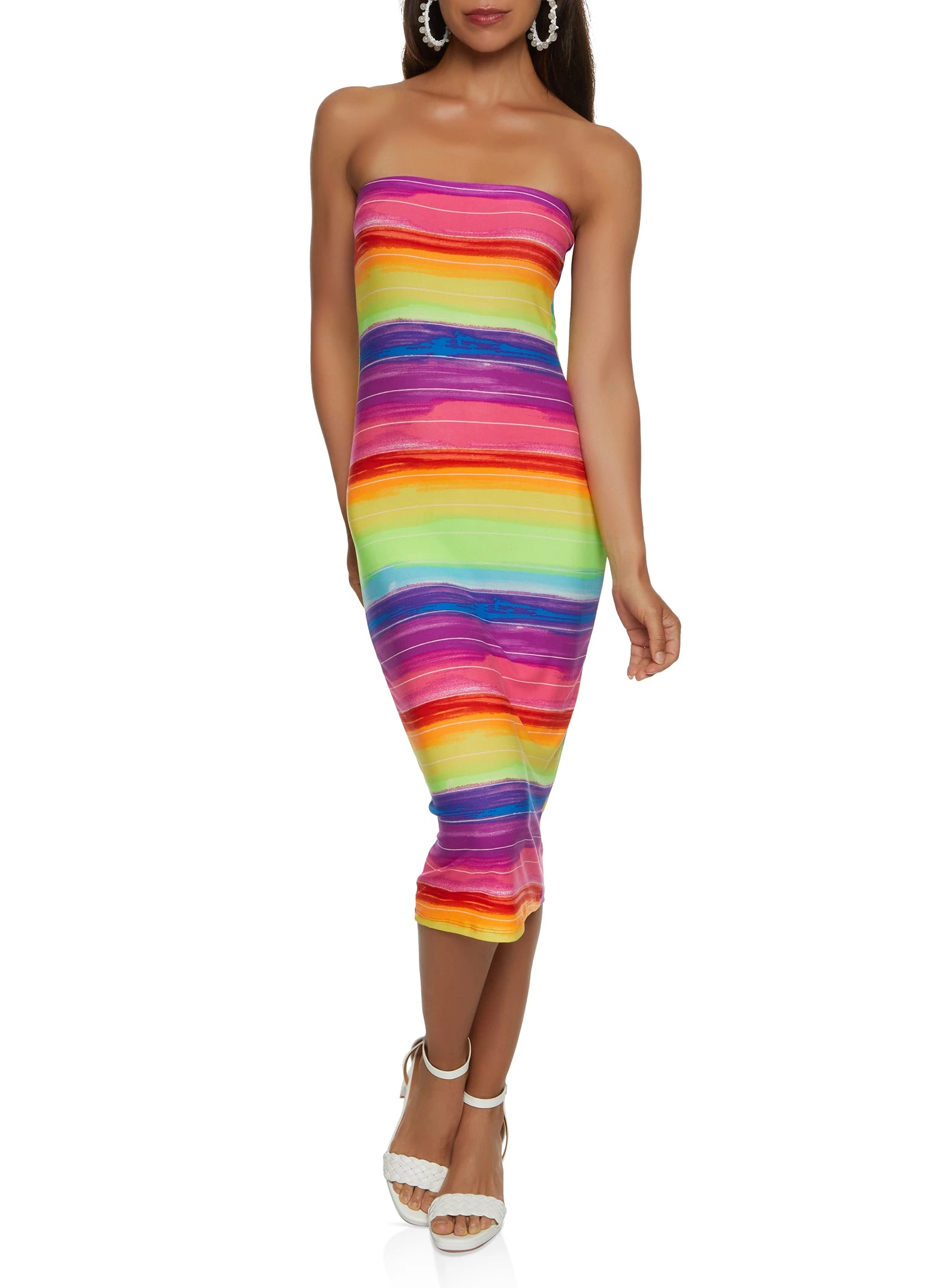Rainbow Stripe Tube Dress - Image 2