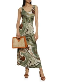 Swirl Print Cut Out Maxi Dress