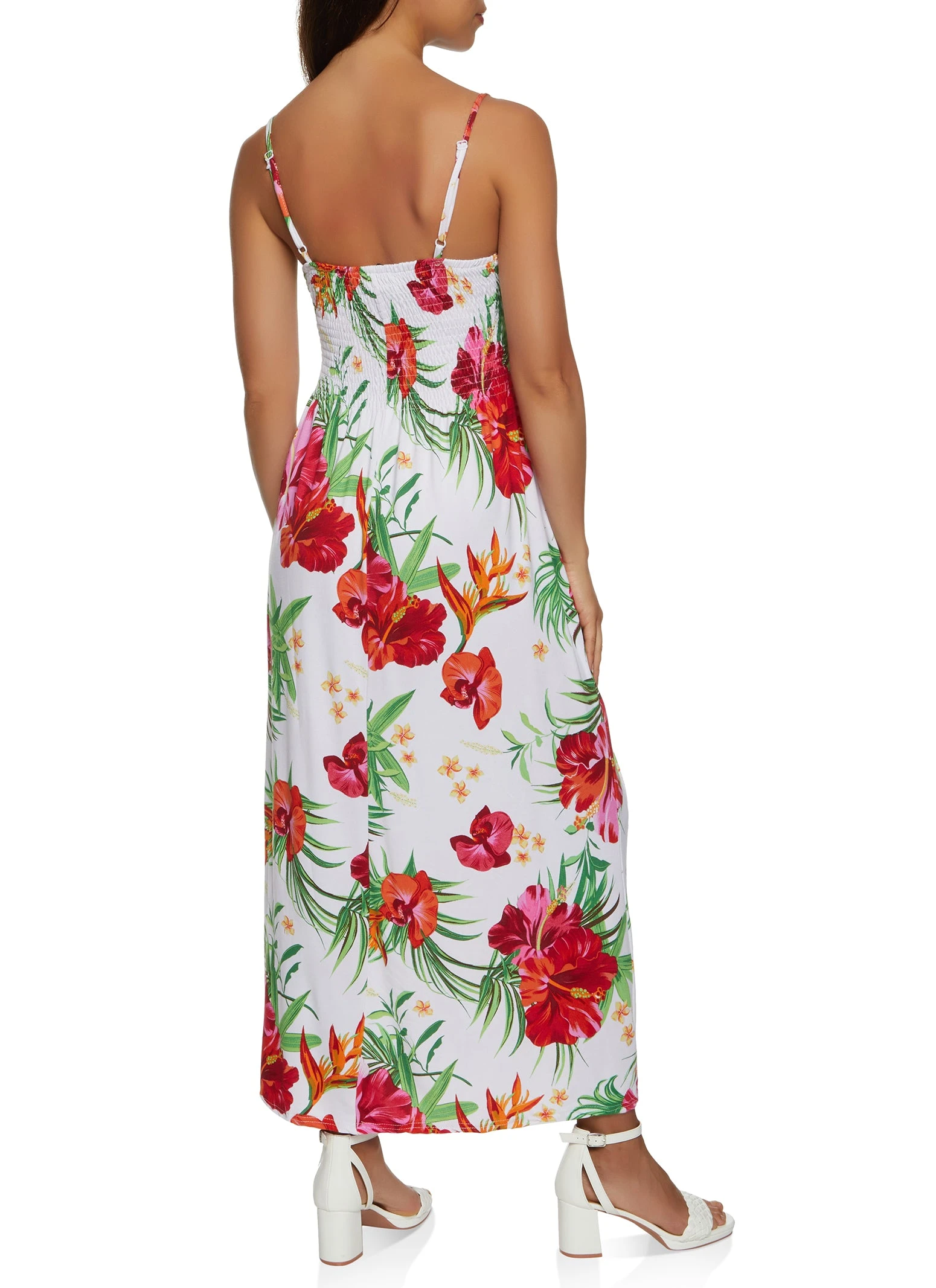Tropical Printed Smocked Waist Maxi Dress - Image 3