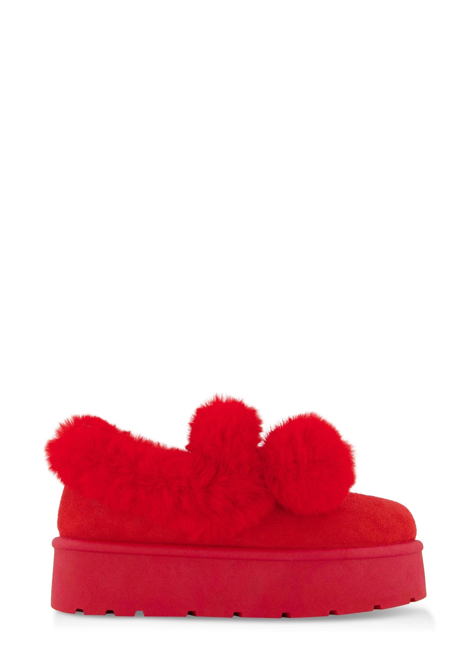 Solid Platform Faux Fur Pom Pom Boots - Image 2
