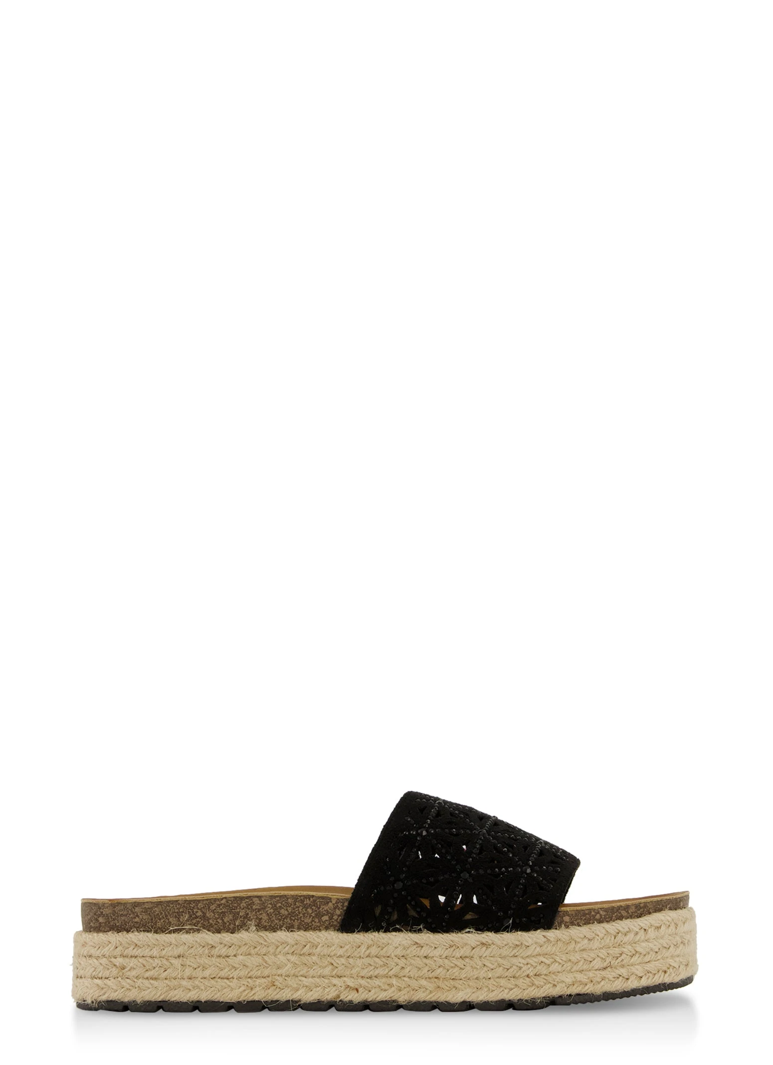 Rhinestone Band Espadrille Slide Sandals - Image 2