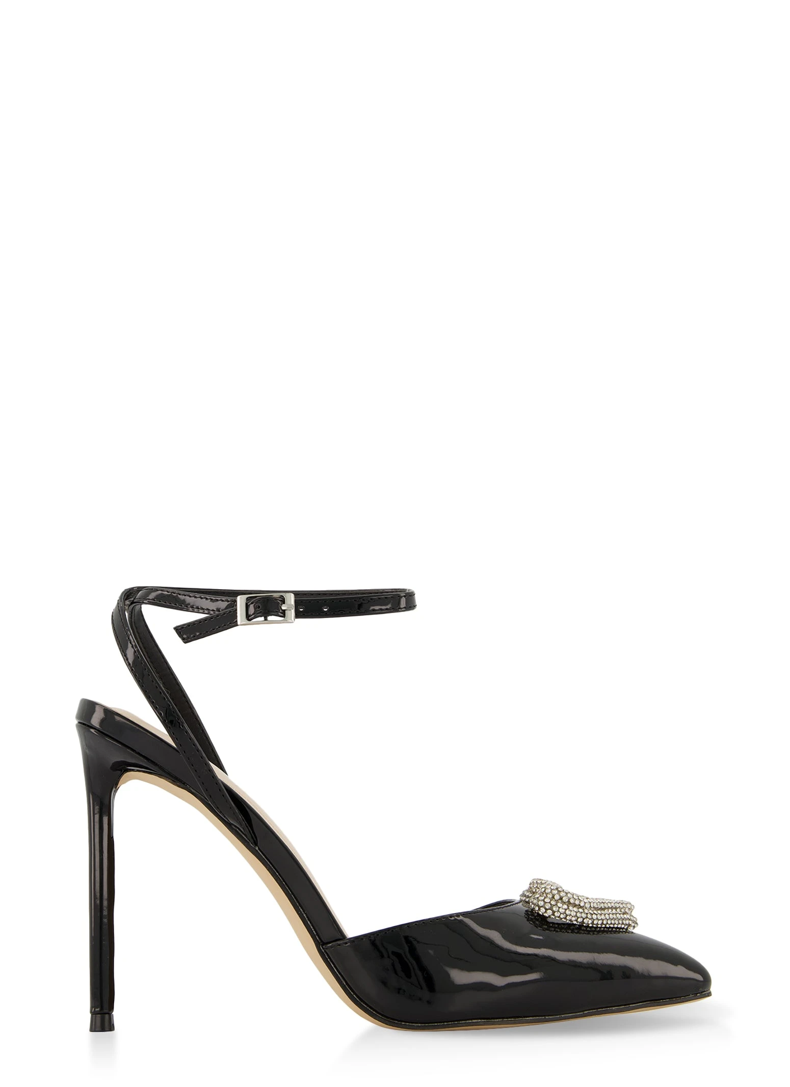Rhinestone Heart Stiletto Ankle Strap Pumps - Image 5