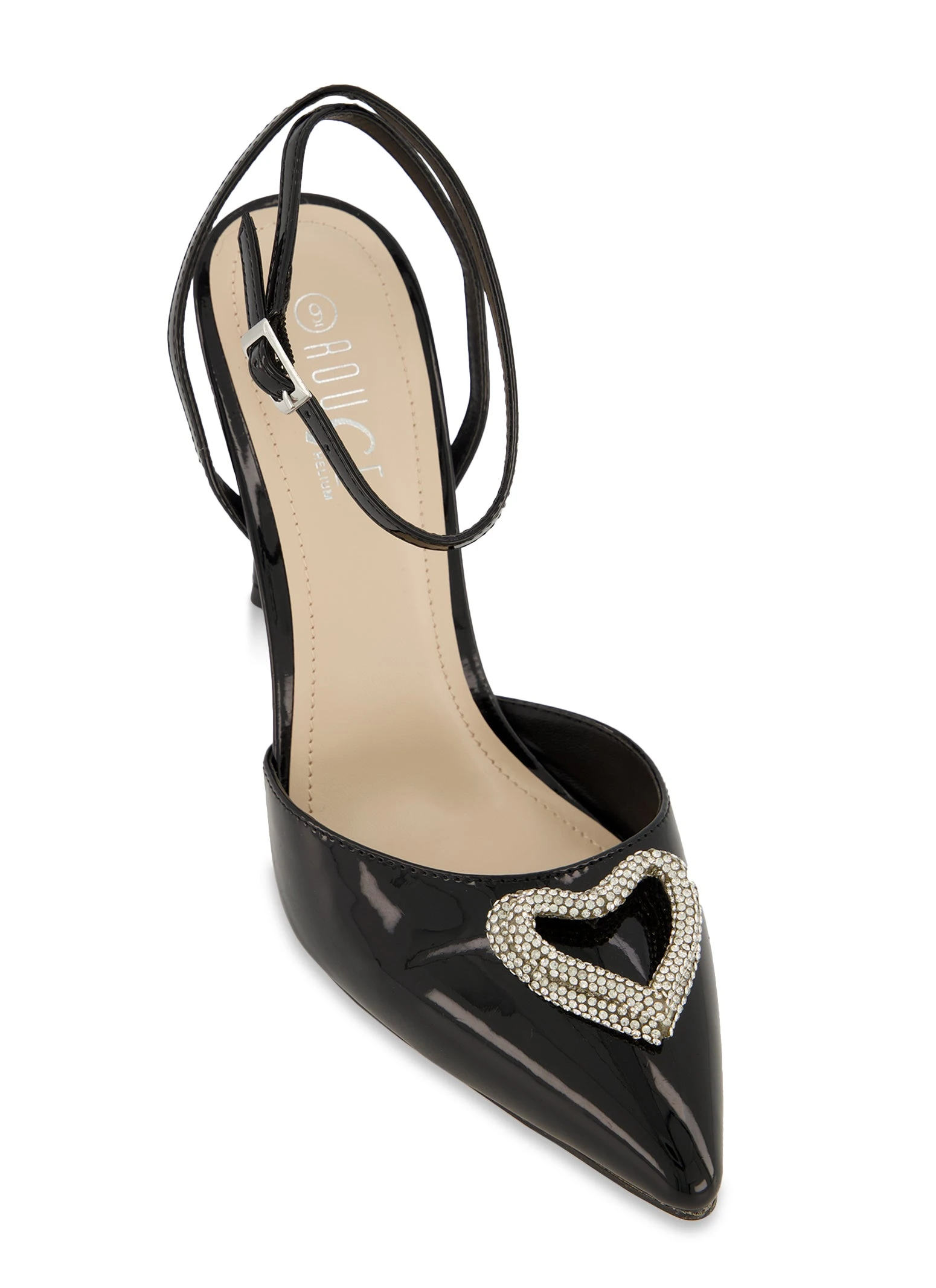 Rhinestone Heart Stiletto Ankle Strap Pumps - Image 6