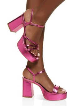 Buckle Strap Platform Block Heel Sandals