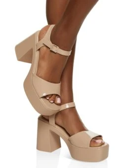 Block Heel Platform Ankle Strap Sandals