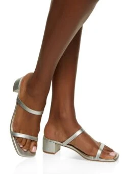 Double Band Block Heel Mules