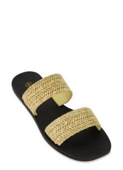 Double Band Square Toe Slide Sandals