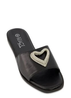 Heart Rhinestone Pendant Slide Sandals