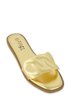 Linked Cut Out Band Flat Sandals