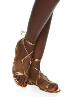 Strappy Lace Up Flat Sandals