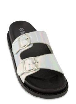 Double Buckle Slide Sandals