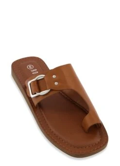Toe Loop Single Buckle Band Slide Sandals