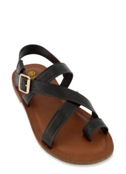 Toe Loop Strappy Buckle Sandals