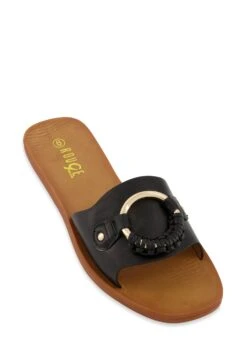 Metallic Pendant Decor Slide Sandals